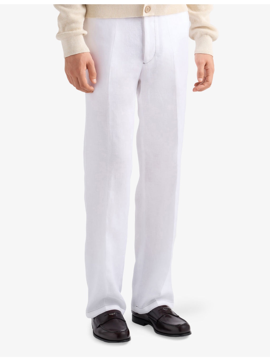 Triangle-Logo Straight-Leg Linen Trousers - 3