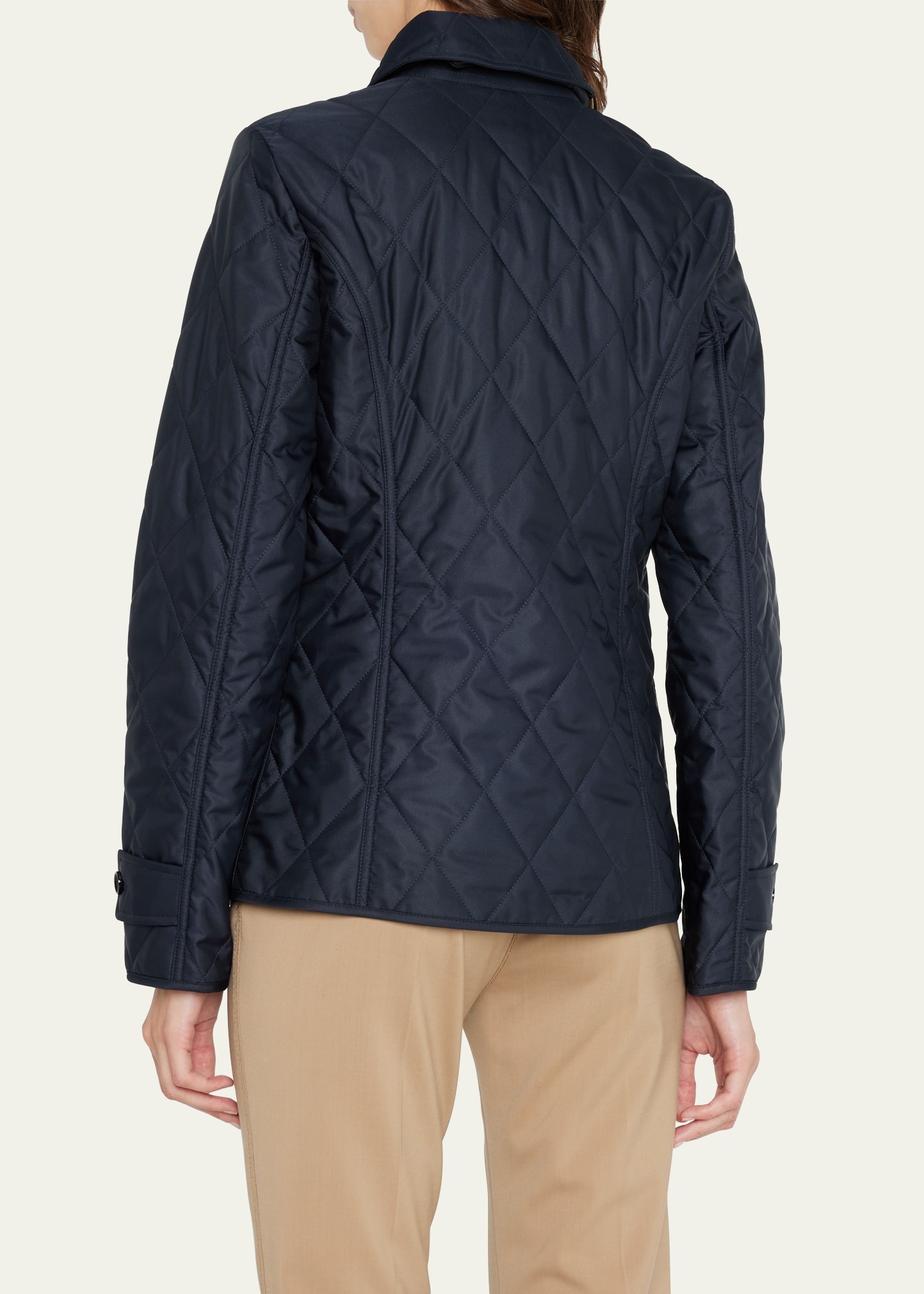 Collared Diamond Quilted Jacket - 3
