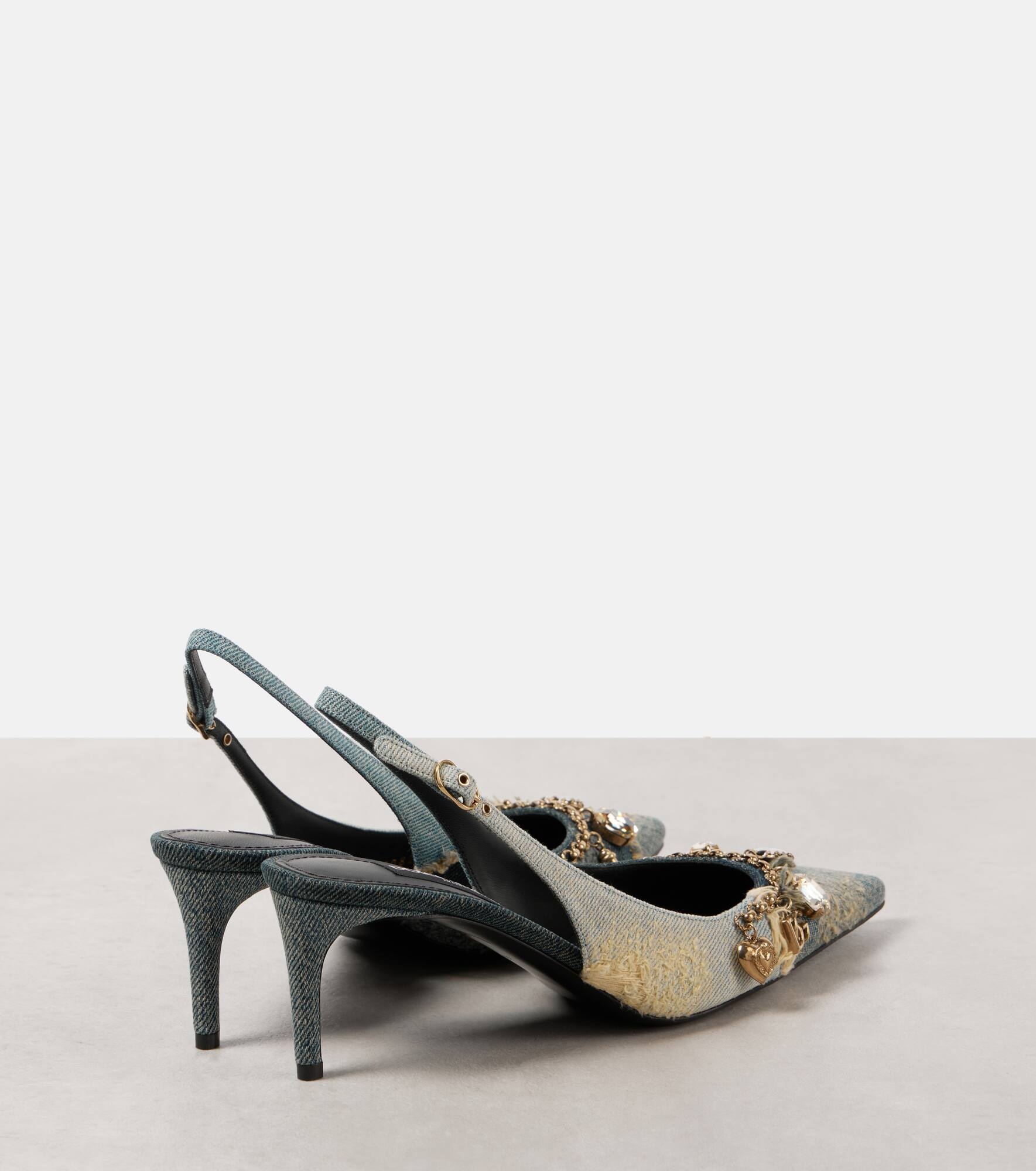Denim slingback pumps - 3