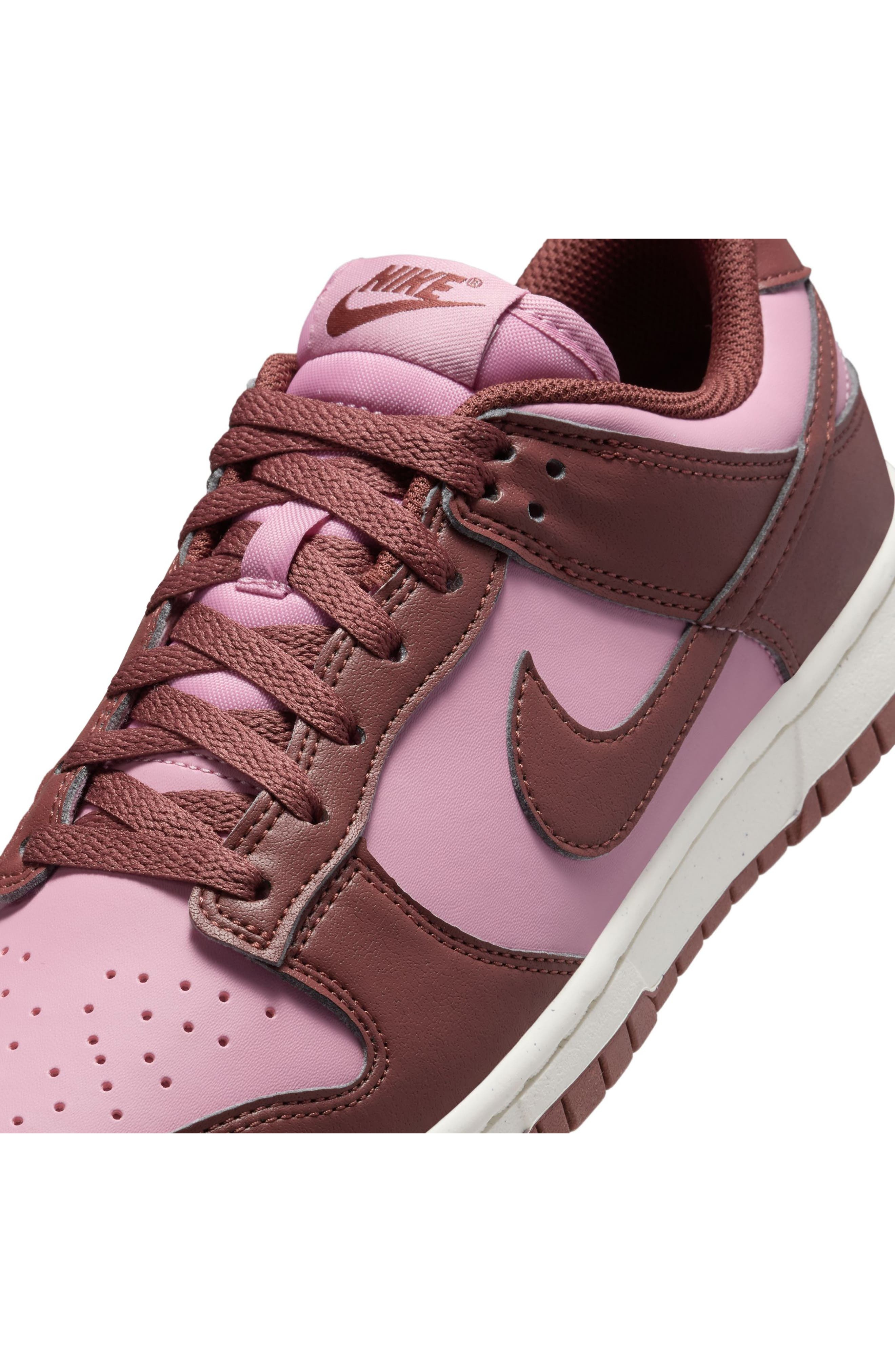 Nike Dunk Low Next Nature Sneaker in White/Pink/Dark Pony at Nordstrom - 7