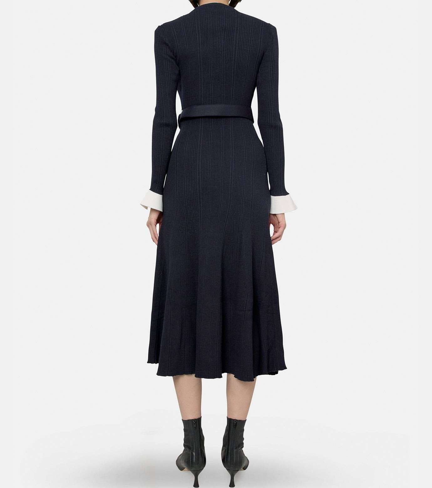 Navy Viscose Knit Midi Dress - 4