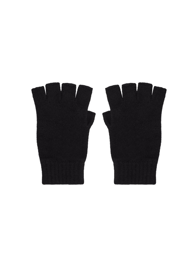 Cashmere Fingerless Gloves - Black 1
