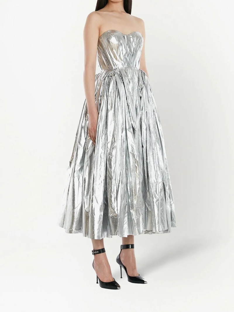 metallic-finish bustier midi dress 3