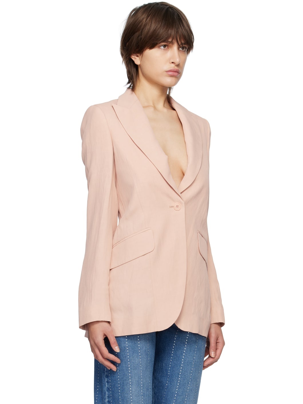 Pink Peaked Lapel Blazer - 2