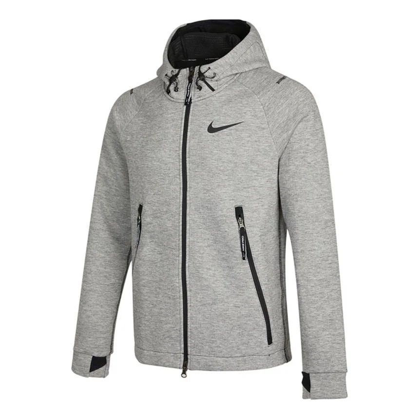 Nike Knit Sports hooded Logo Jacket Gray DD1879-010 - 1