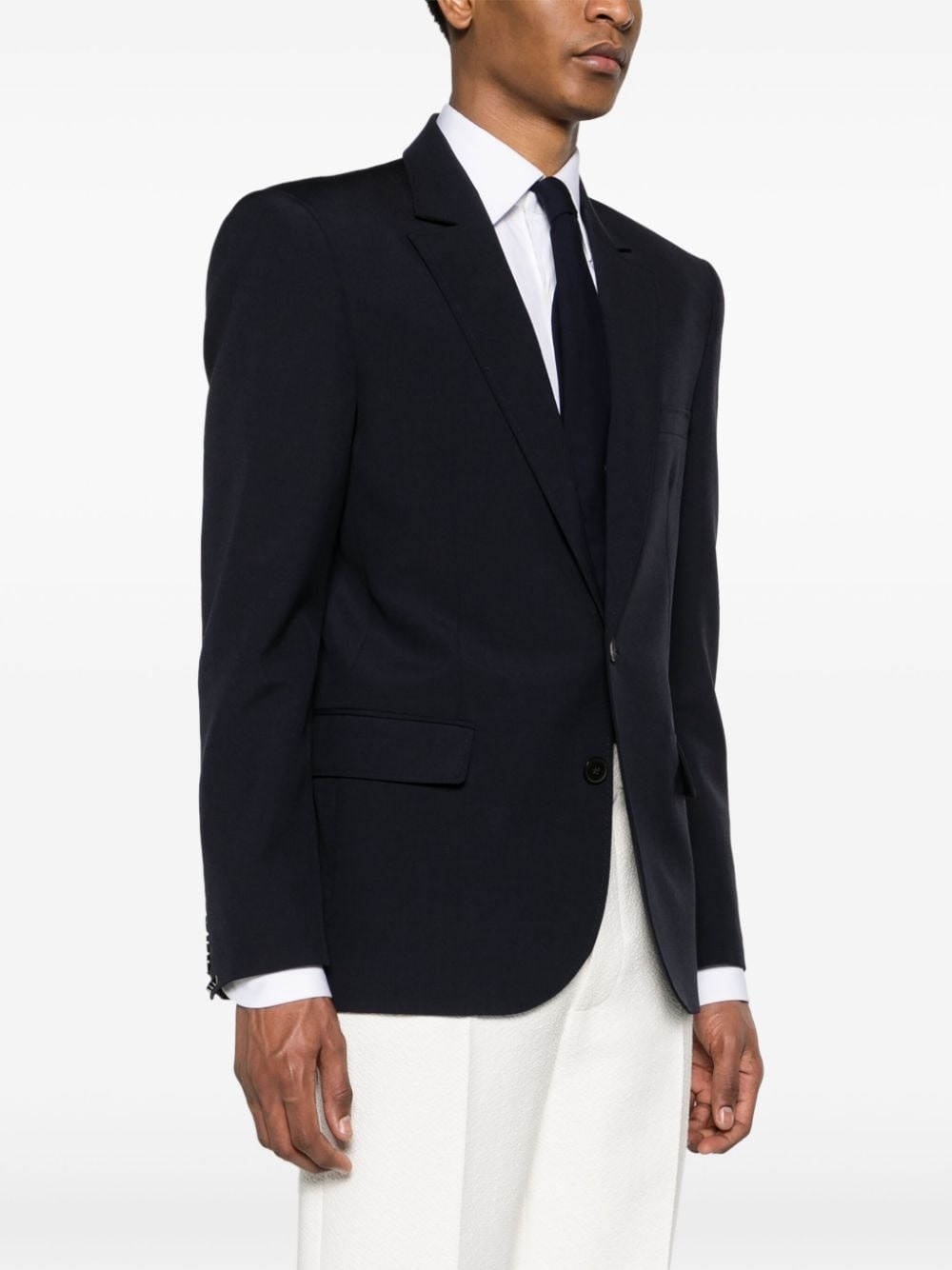 notched-lapels single-breasted blazer - 3