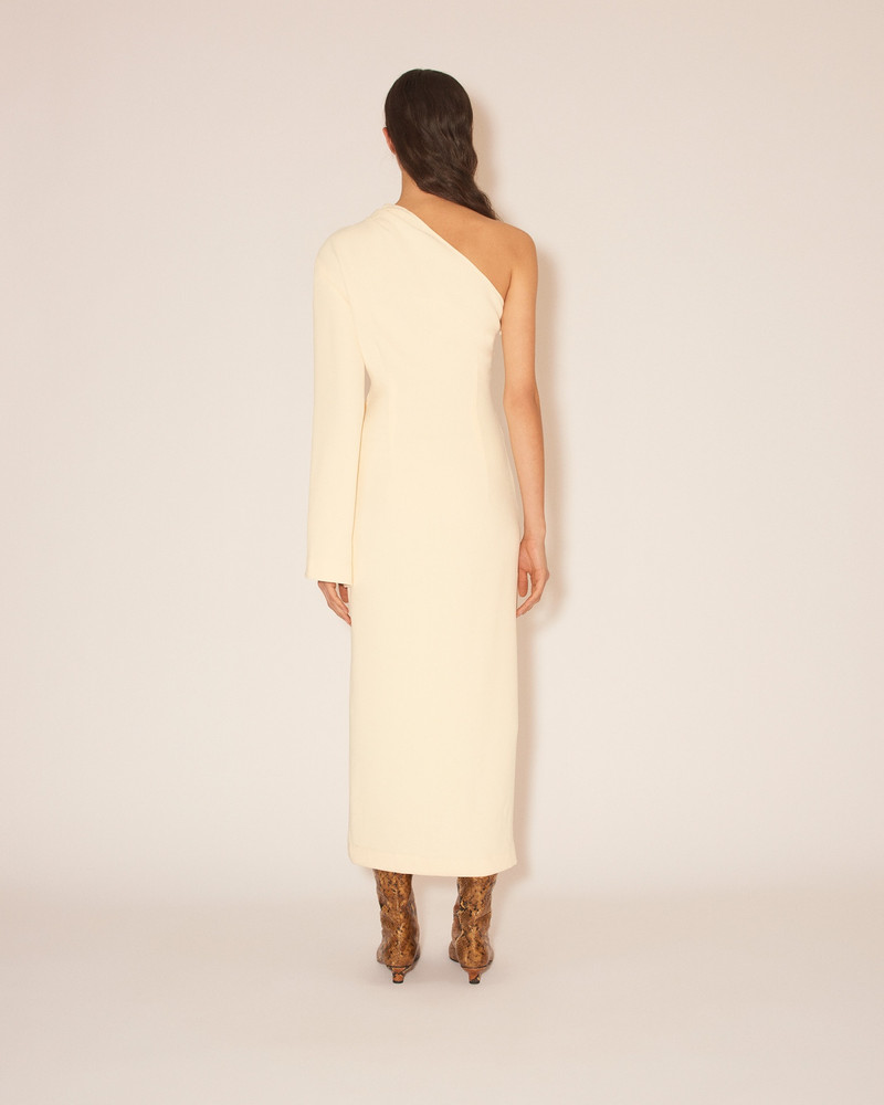 FLORENCE - Assymetric one sleeve wrap dress - Vanilla 5