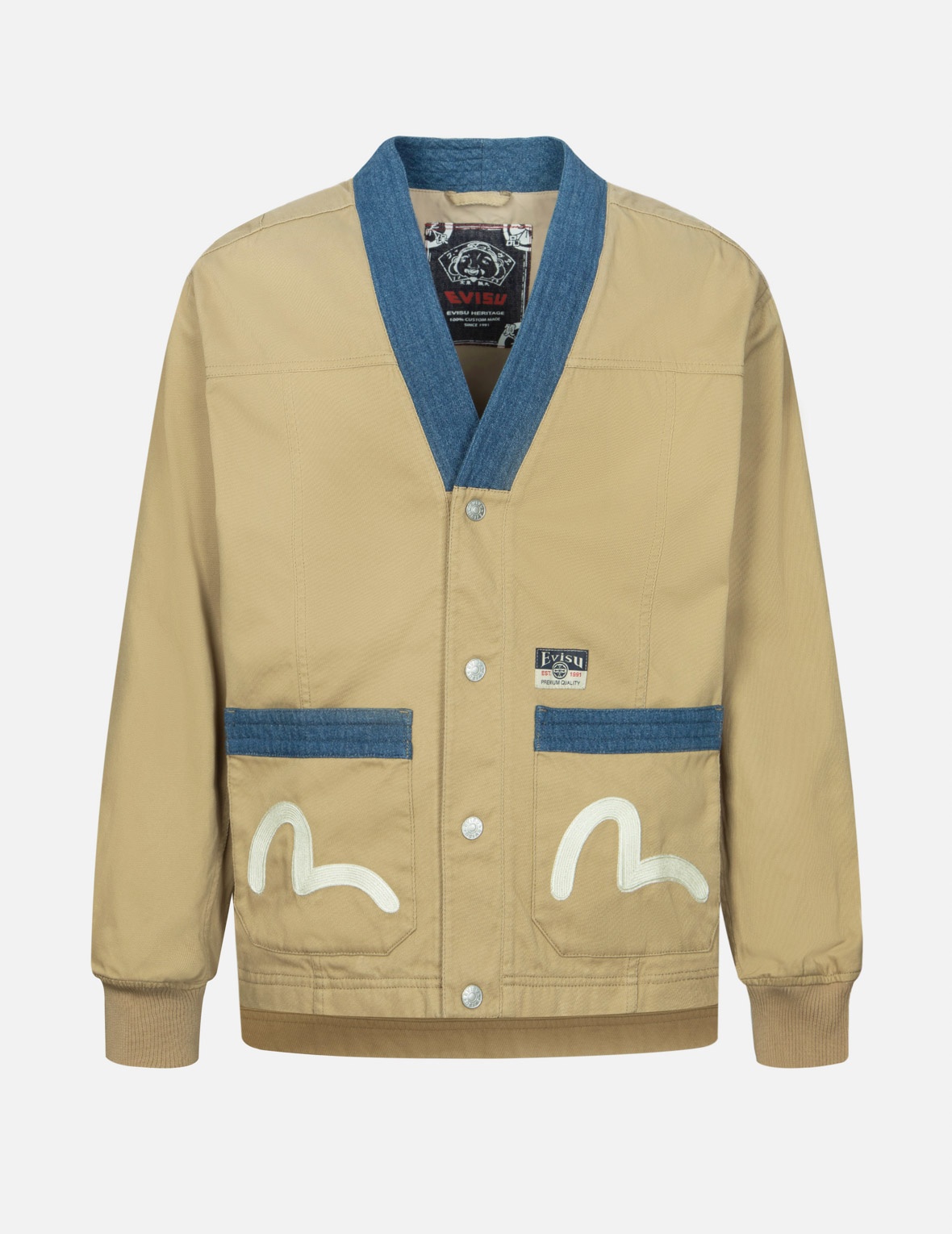 KAMON APPLIQUÉ RELAX FIT WOVEN CARDIGAN - 1