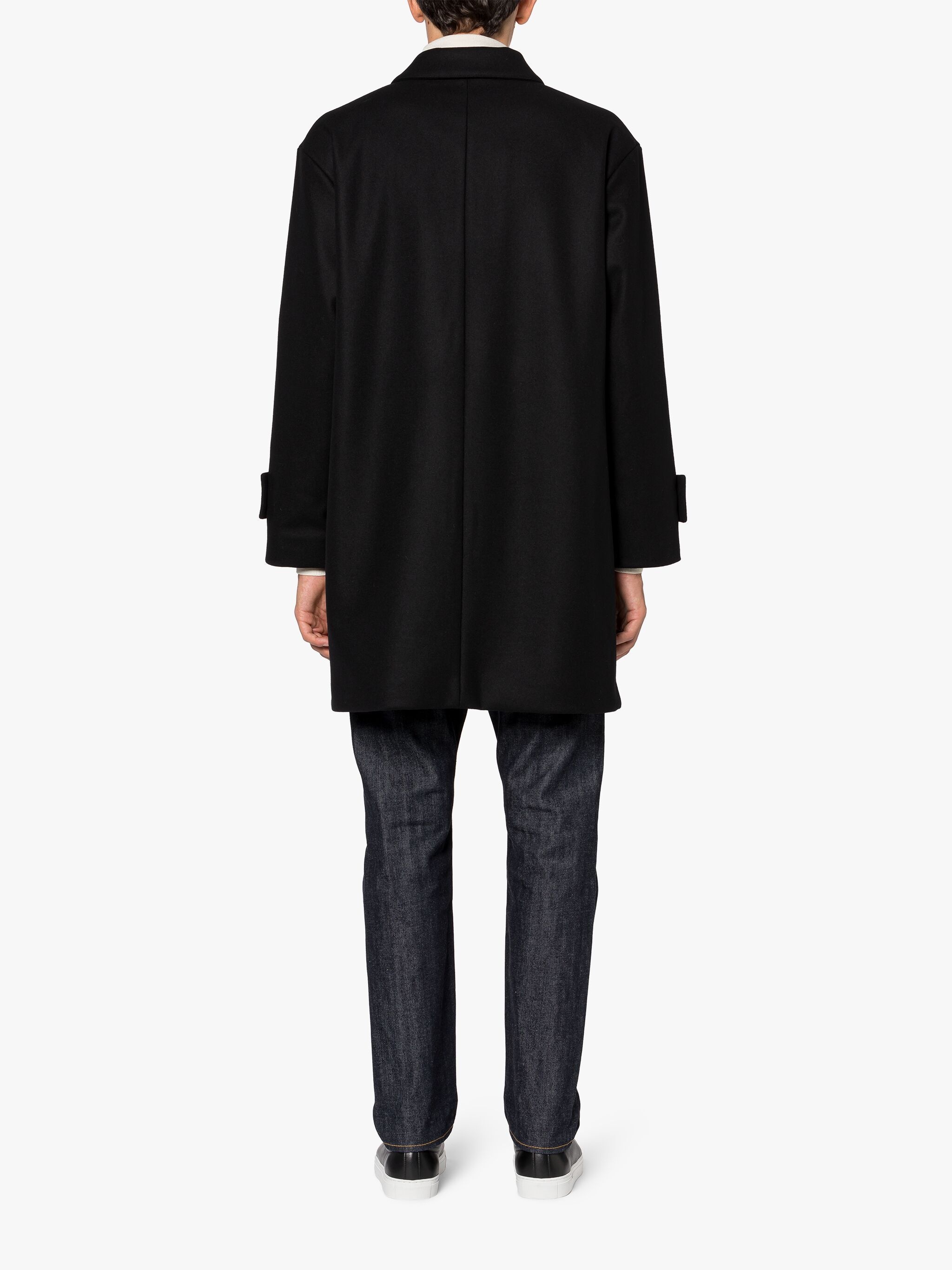 HUMBIE NAVY WOOL OVERCOAT - 4