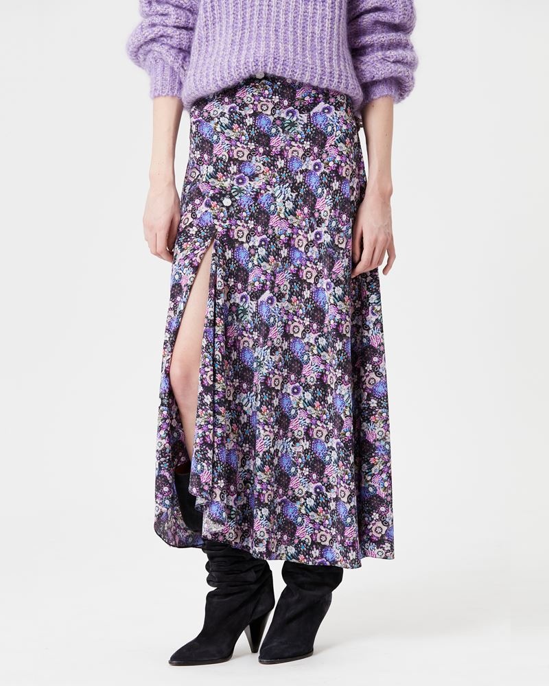 SAKURA FLORAL STRETCH-SILK LONG SKIRT - 4