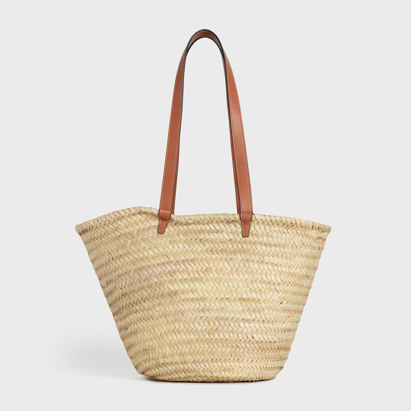 Medium Triomphe Celine Classic Panier in palm leaves and Calfskin 3