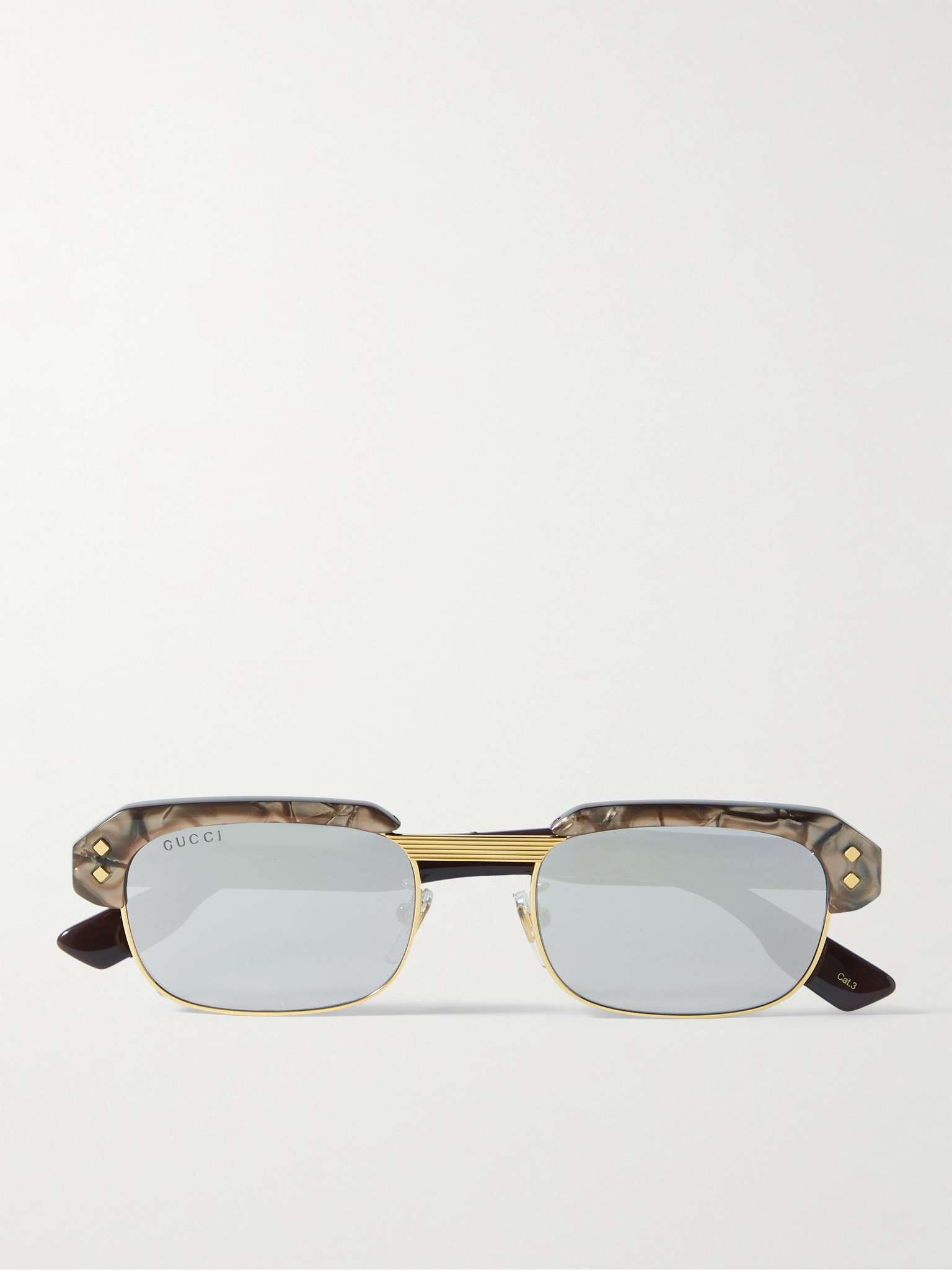 Rectangular-Frame Acetate and Gold-Tone Sunglasses - 1