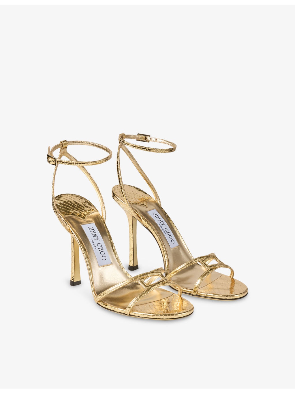 Leo 100 Metallic-Leather Heeled Sandals - 3