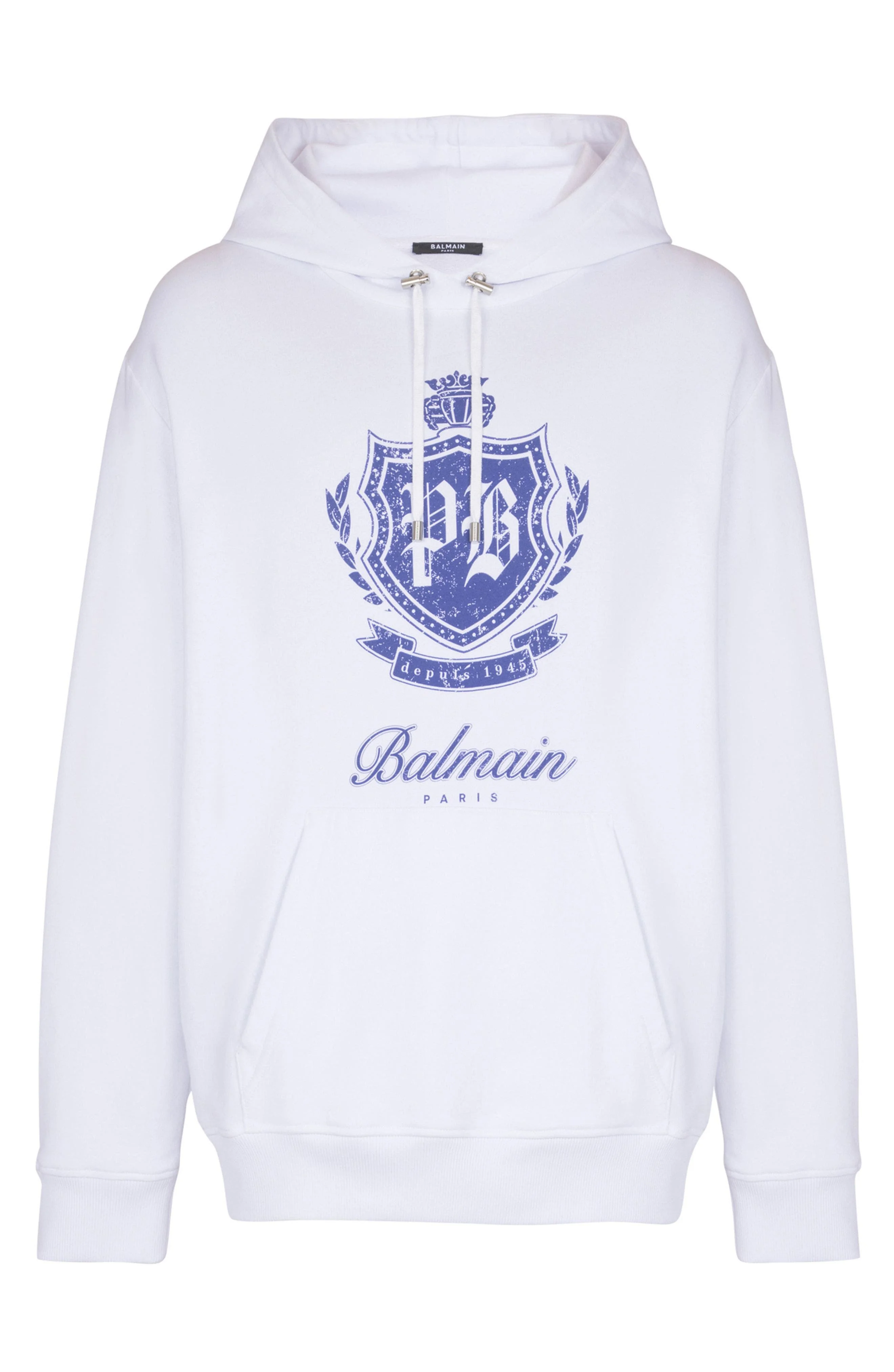Balmain College Emblem hoodie in White at Nordstrom - 1