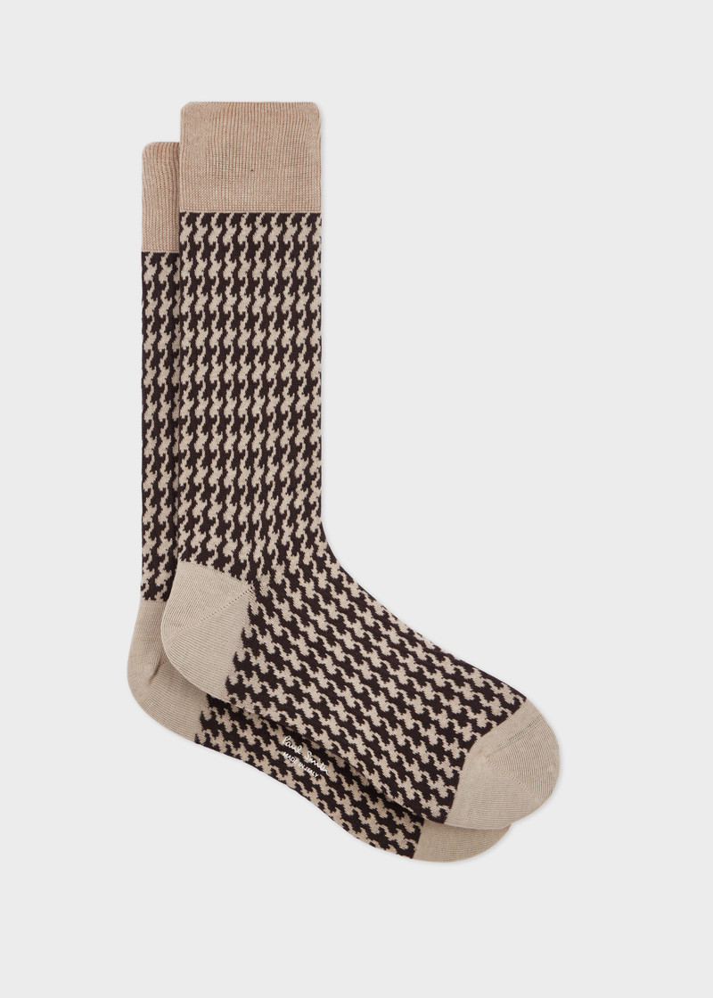Beige Houndstooth Socks 1