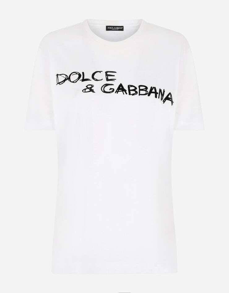 Oversize short-sleeved jersey T-shirt with Dolce & Gabbana lettering - 3