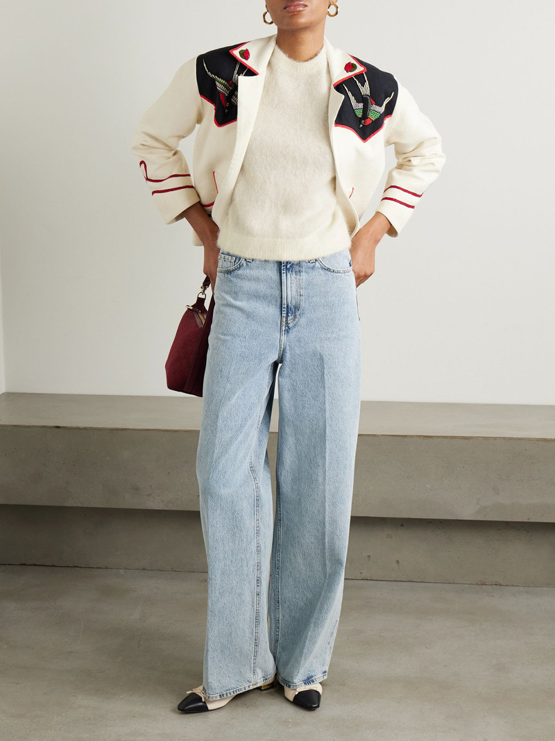 DÔEN Hearst cropped alpaca-blend sweater Off-white outlook
