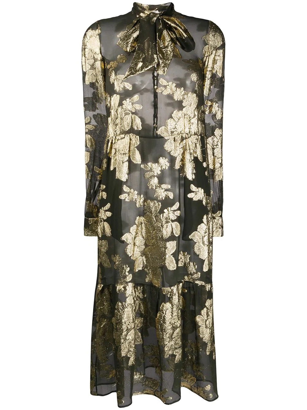 floral brocade sheer dress - 1