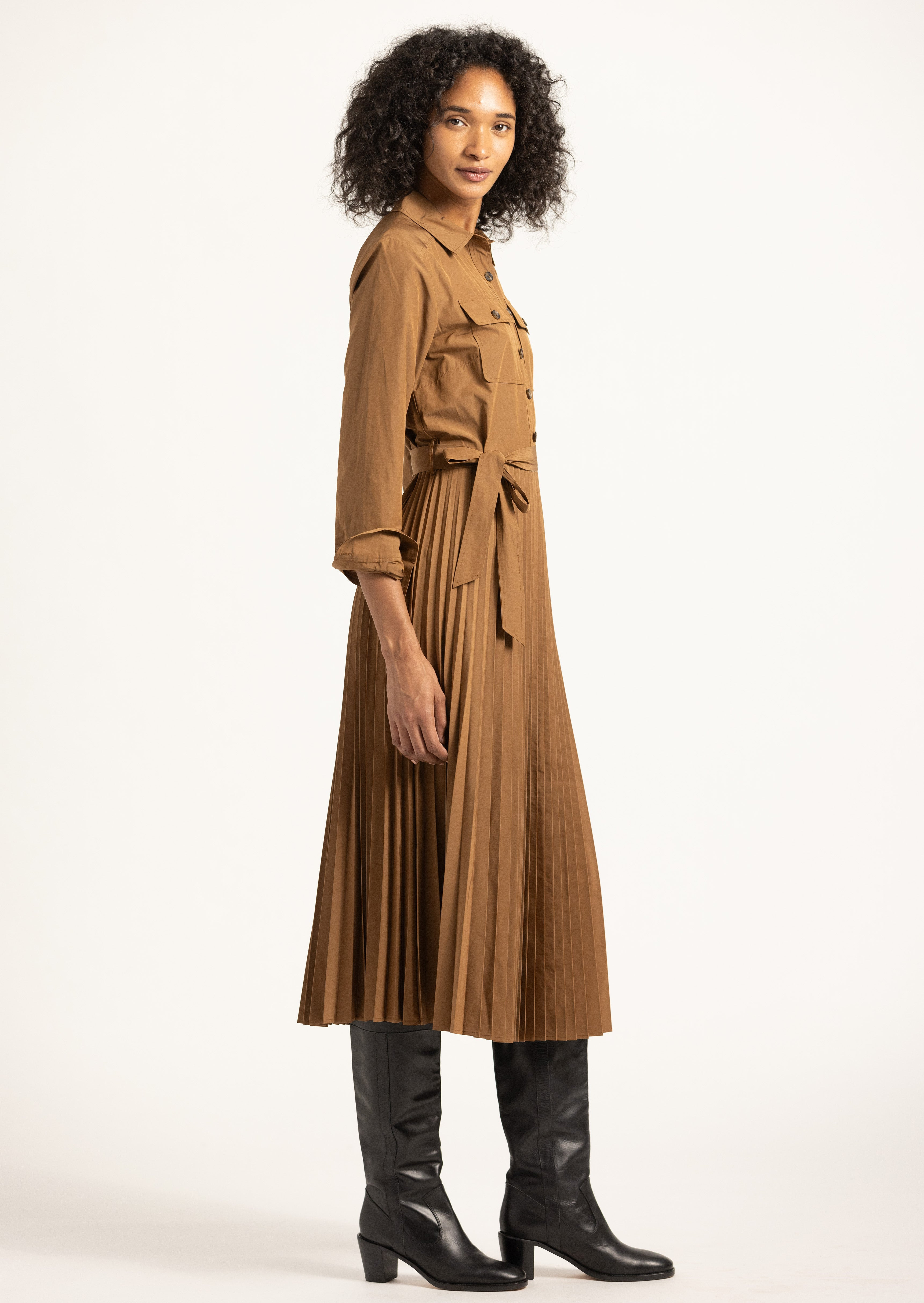 KENZA PLEATED MIDI DRESS - 5