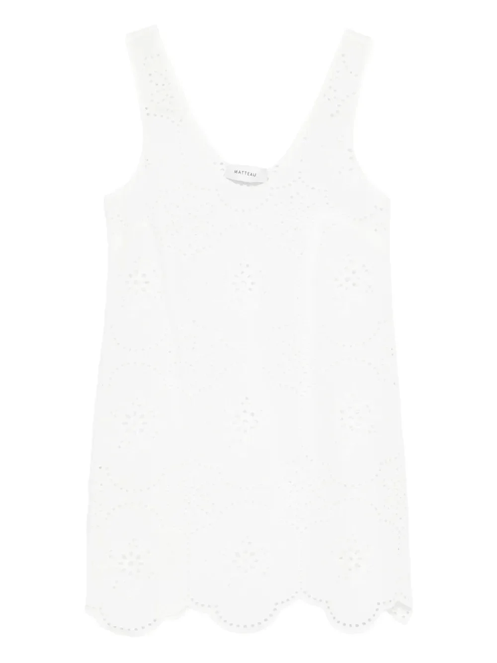 Broderie Tank Dress in White - 1