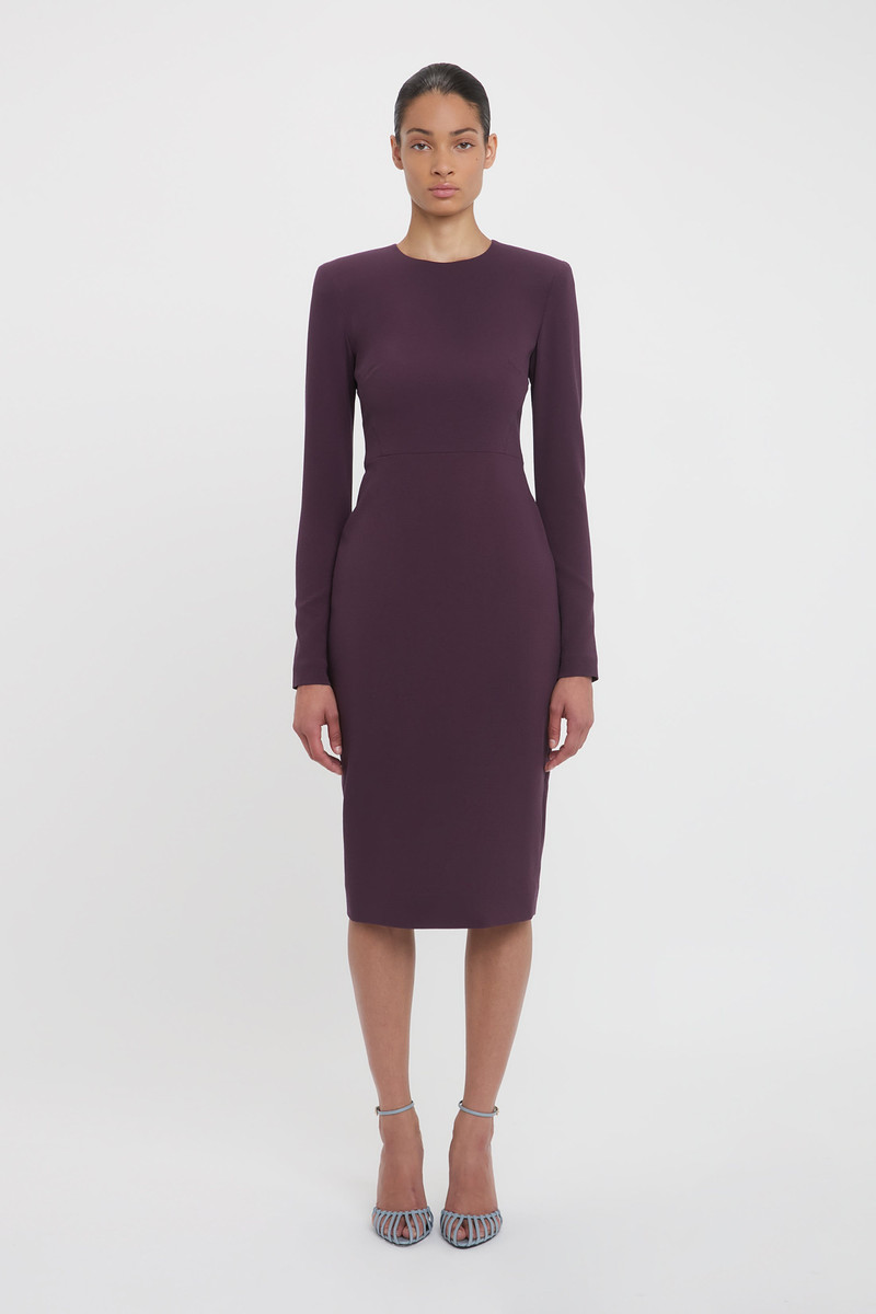Victoria Beckham Long Sleeve T-Shirt Fitted In Fig outlook