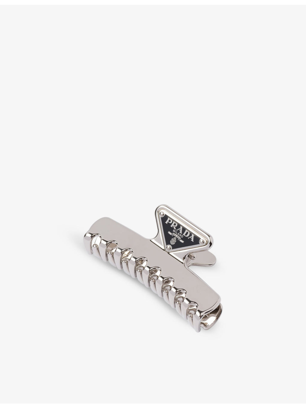 Brand-plaque silver-tone brass hair clip - 2