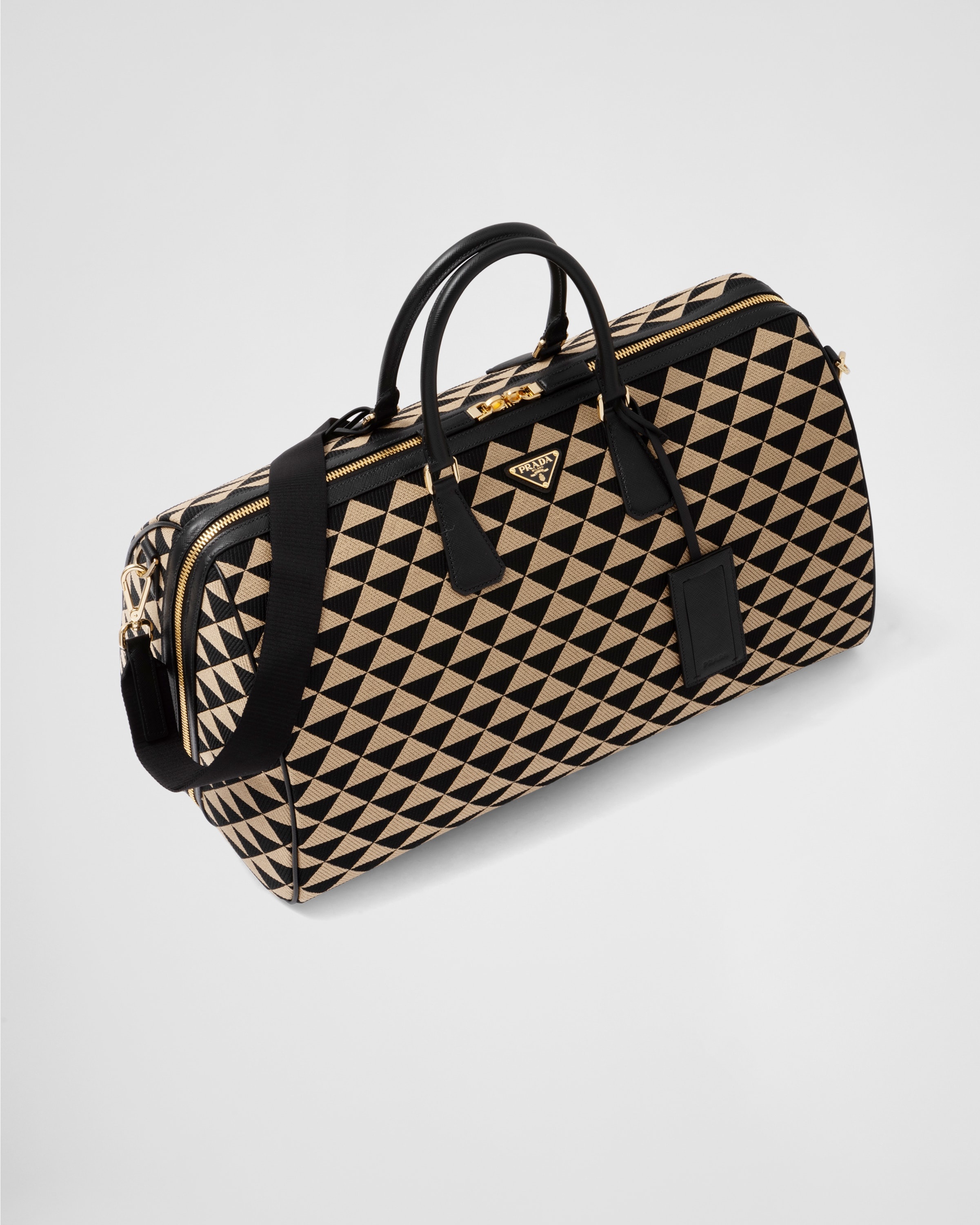 Large Prada Symbole embroidered fabric travel bag - 3
