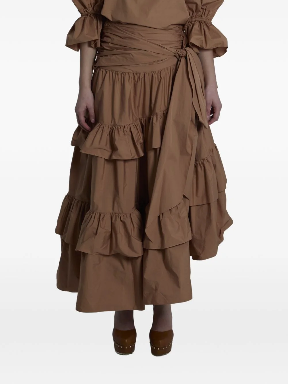 ruffled tiered midi skirt - 1