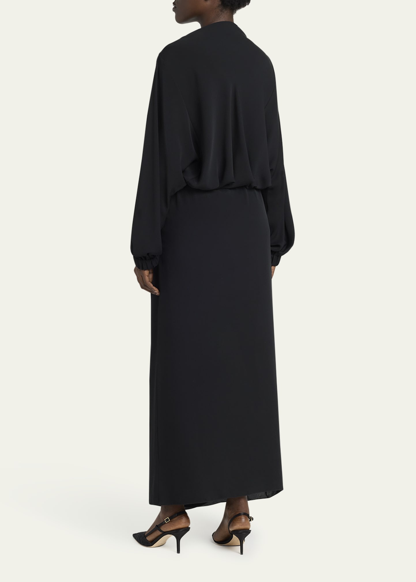 Triple Silk Georgette Long Sleeve Gown - 3
