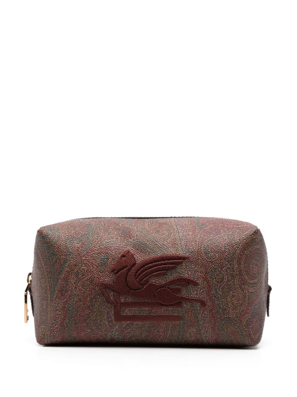 logo-embroidered paisley wash bag - 1