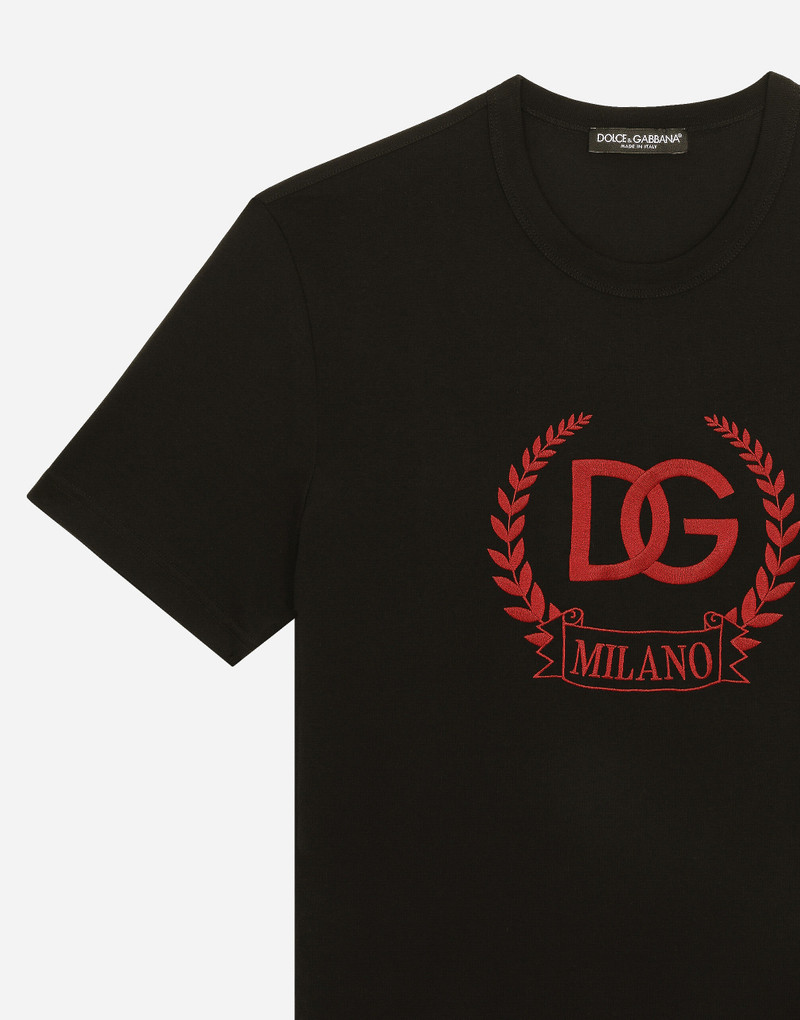 Cotton T-shirt with DG Milano logo embroidery 3