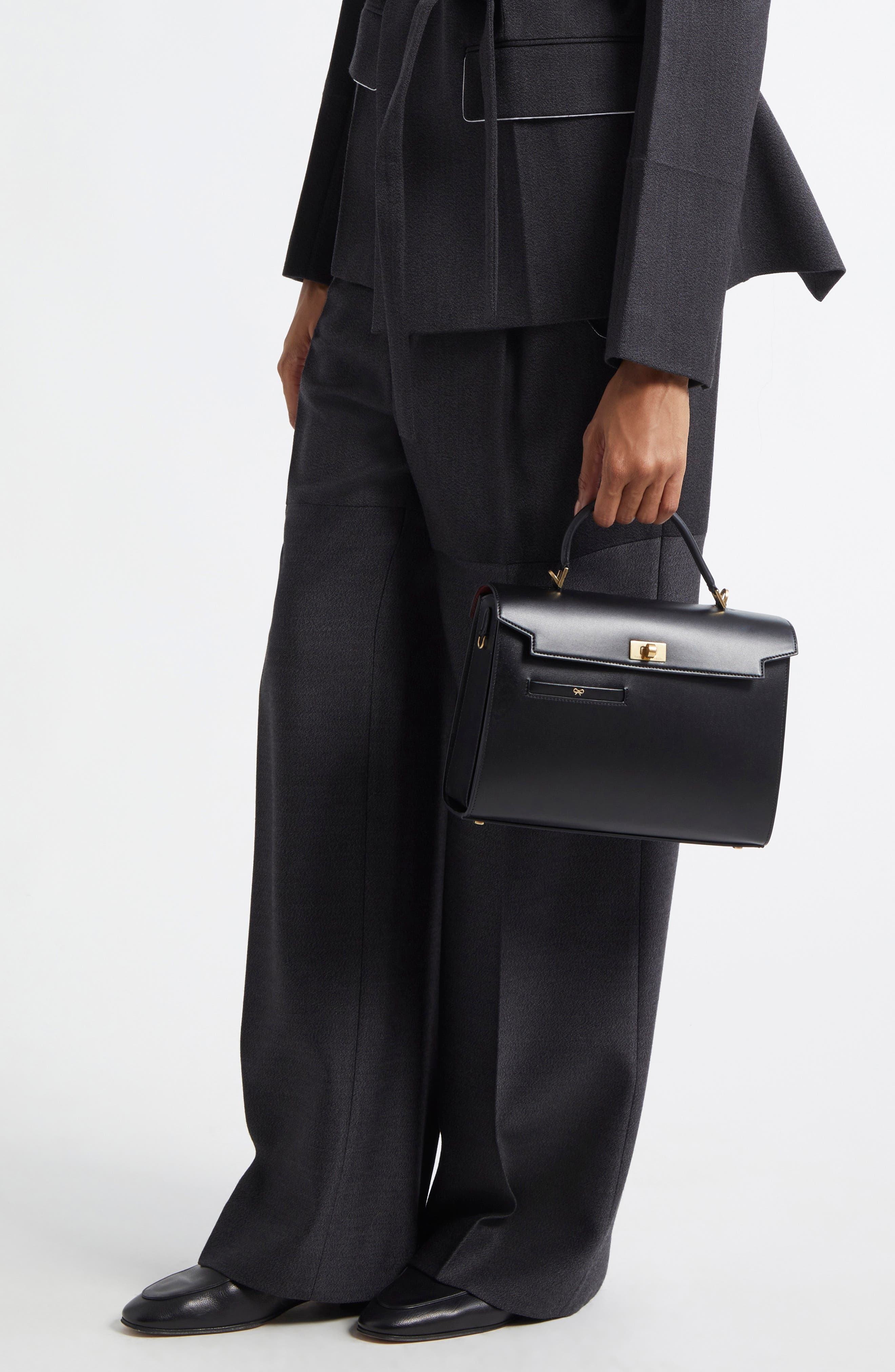 Anya Hindmarch Mortimer Leather Top Handle Bag in Black at Nordstrom - 3