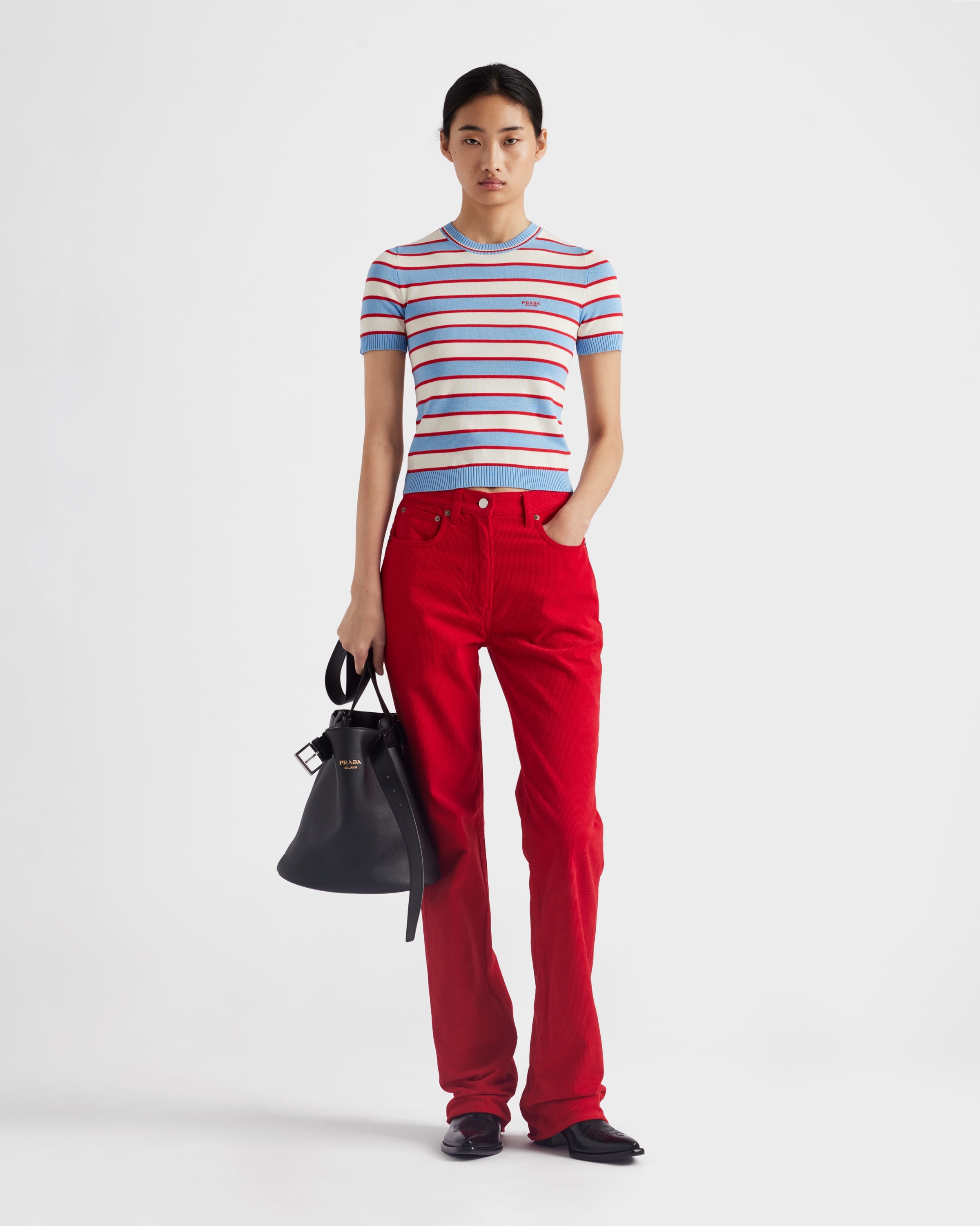 Striped crew-neck cotton sweater - 2