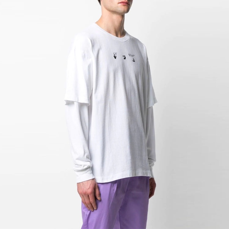 Off-White SS21 Logo Rear Pattern Printing Round Neck Long Sleeves Ordinary Version White OMAB022S21J - 3
