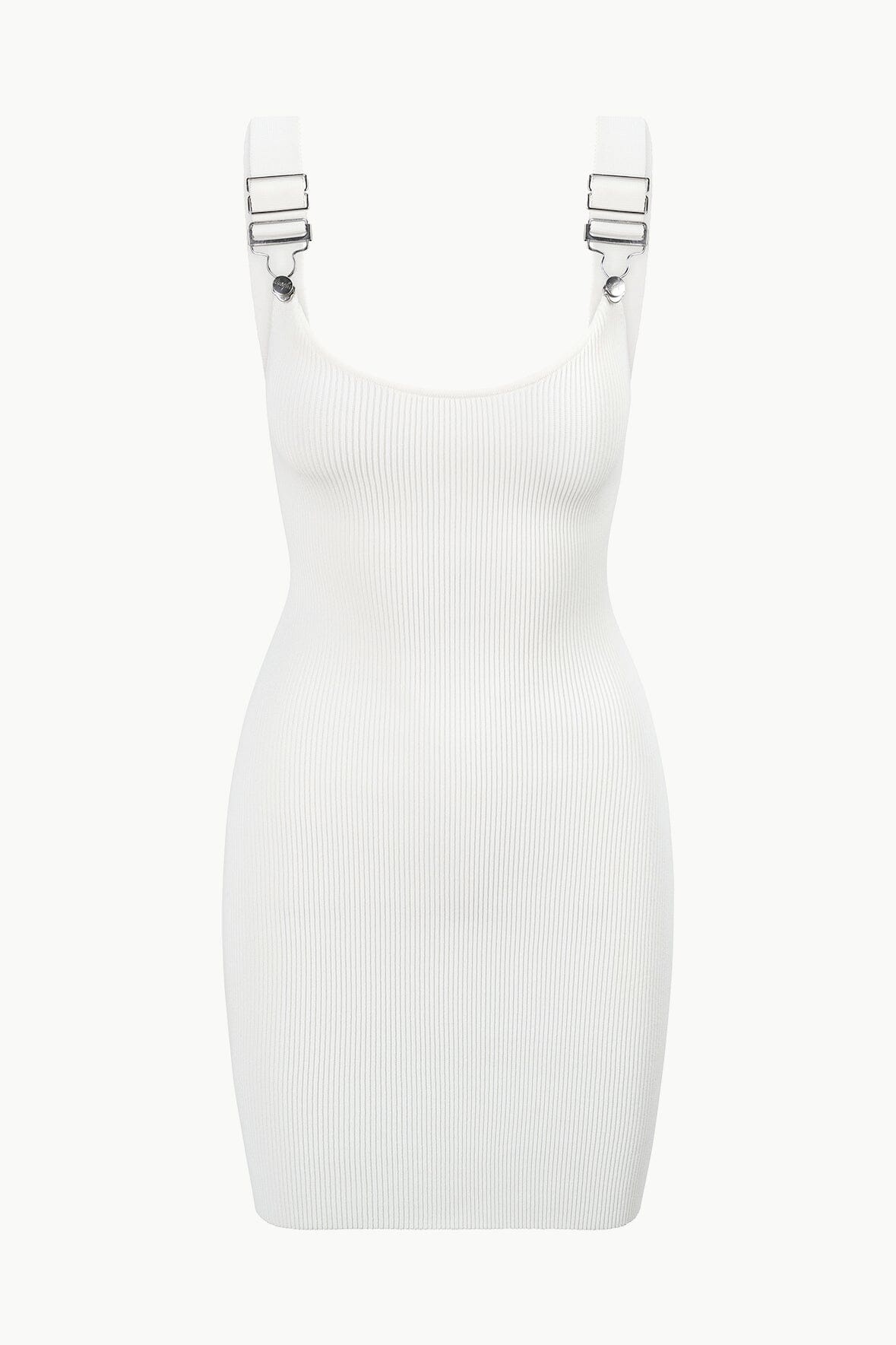 STAUD + WRANGLER THE OVERALL RIB TANK DRESS WHITE - 1