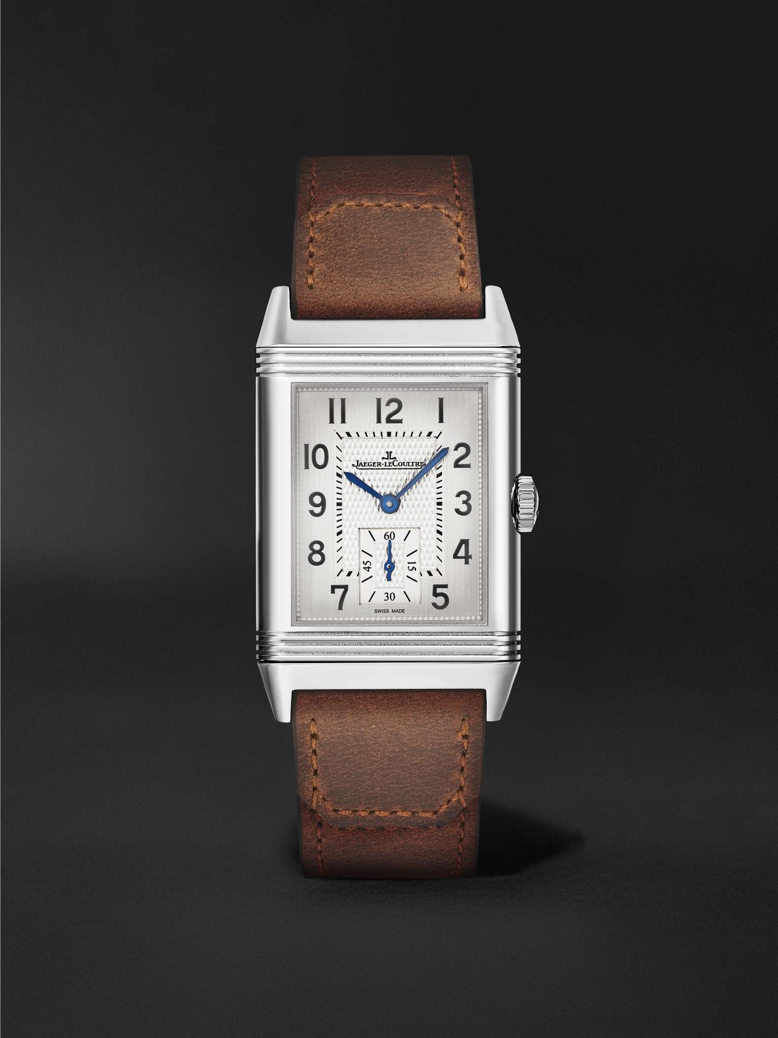 Reverso Classic Small Seconds Sydney Hand-Wound 45.6mm Stainless Steel and Leather Watch, Ref No. JL - 10