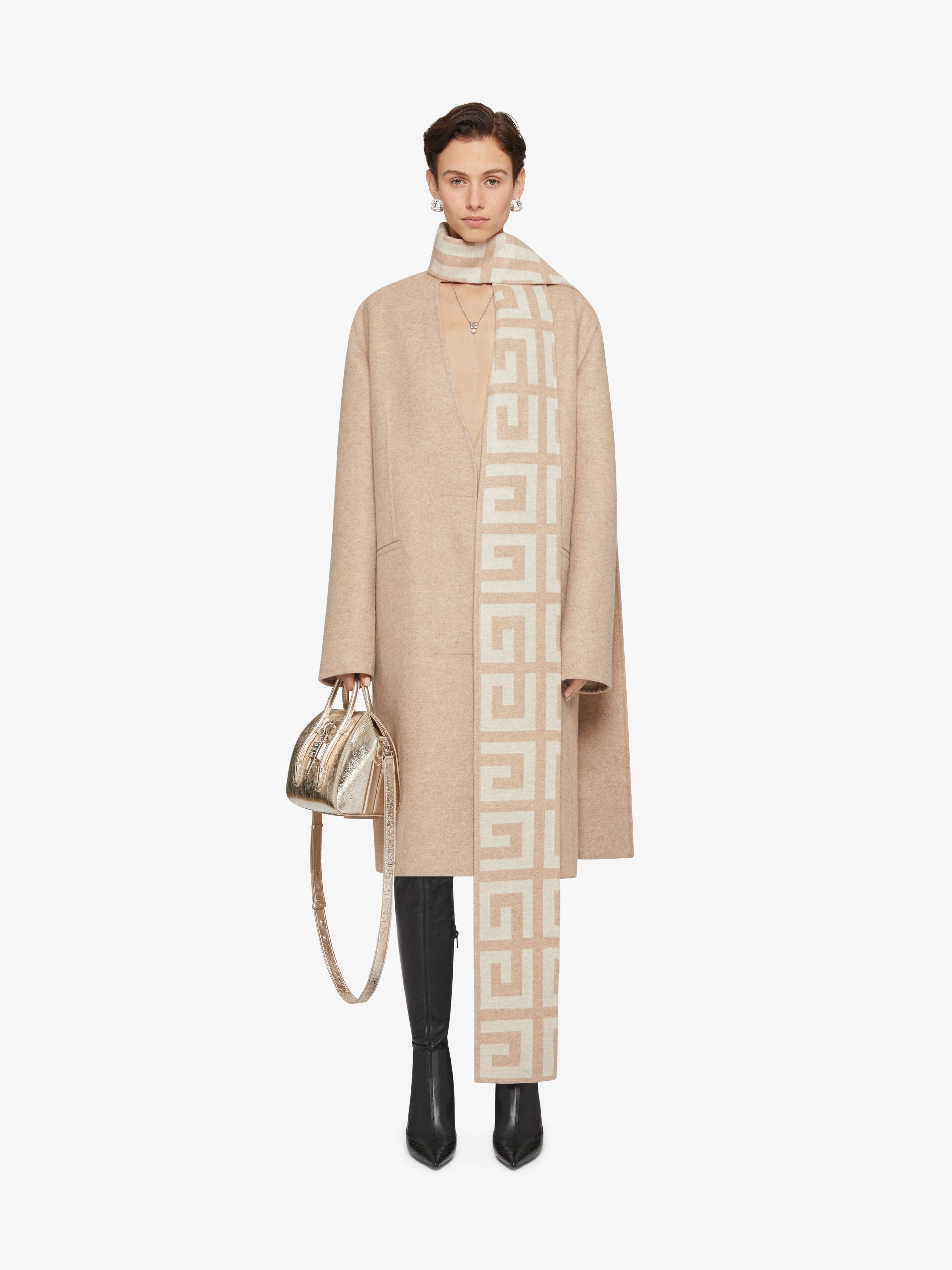COAT IN DOUBLE FACE 4G WOOL WITH SCARF - 2