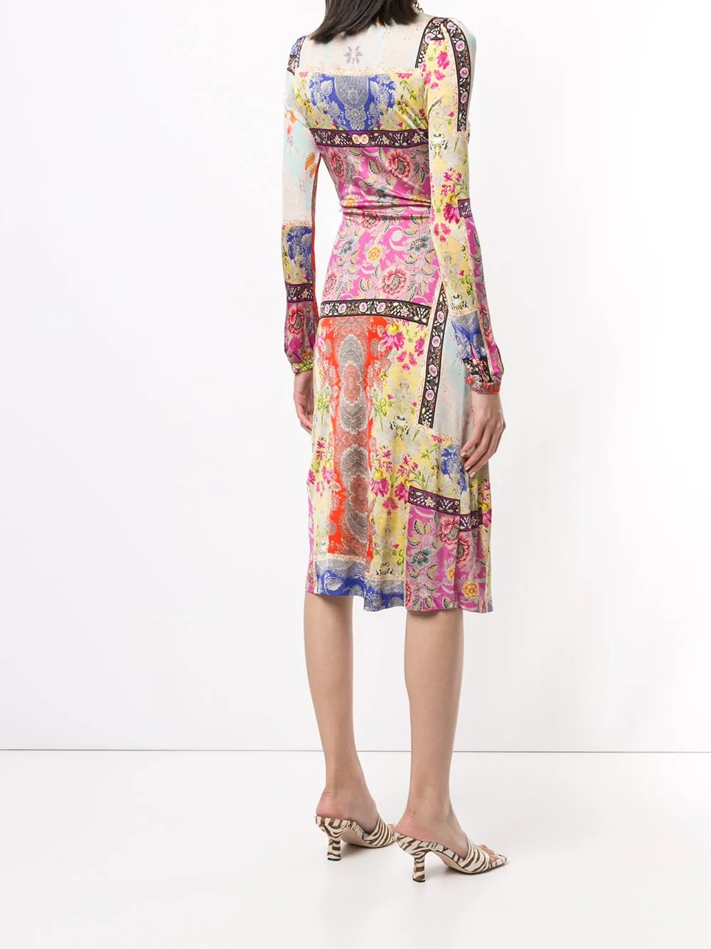 mixed-pattern paisley print dress - 4