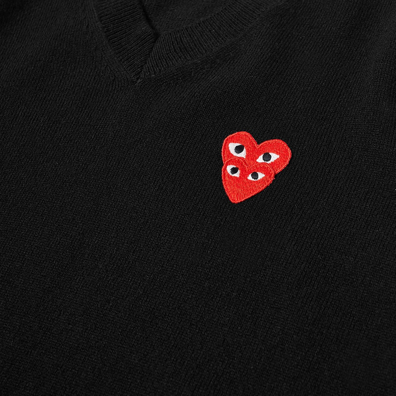 Comme des Garçons PLAY Comme des Garcons Play Overlapping Heart V-Neck Jumper outlook