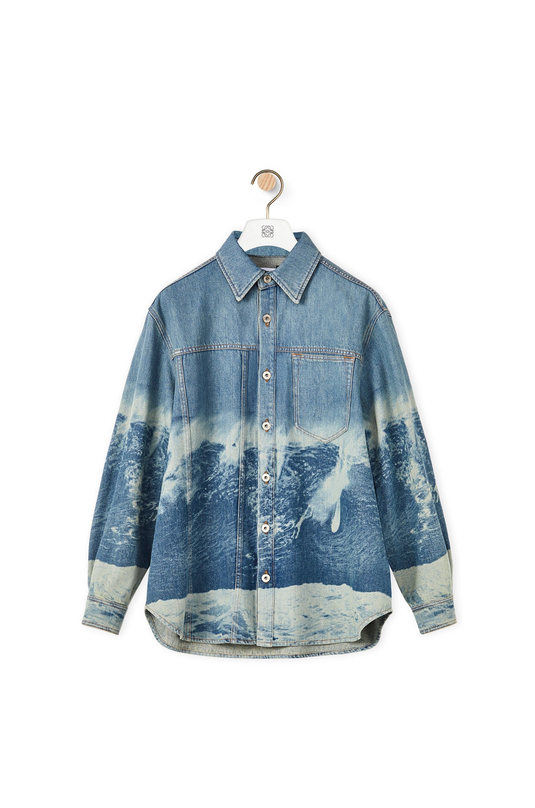 Surf print overshirt in denim - 1