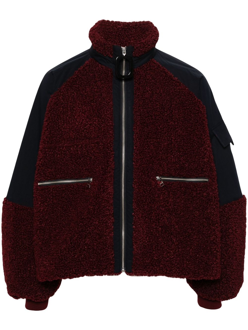colour-block fleece bomber jacket - 1