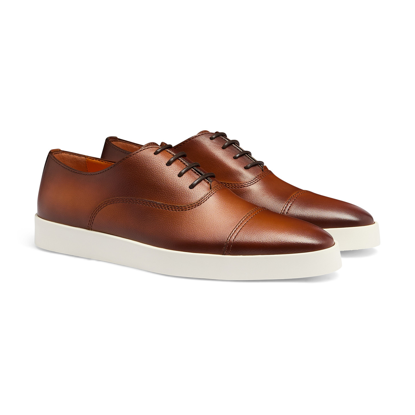 Men's polished brown leather Oxford shoe - 3