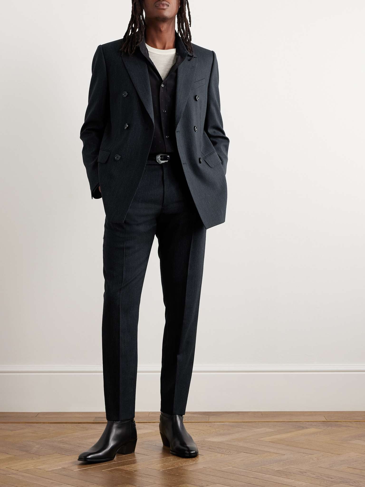 【送料&関税込】Celine Double-breasted Jacket CELINE DOUBLE-BREASTED JACKET IN STRIPED FLANNEL | REVERSIBLE