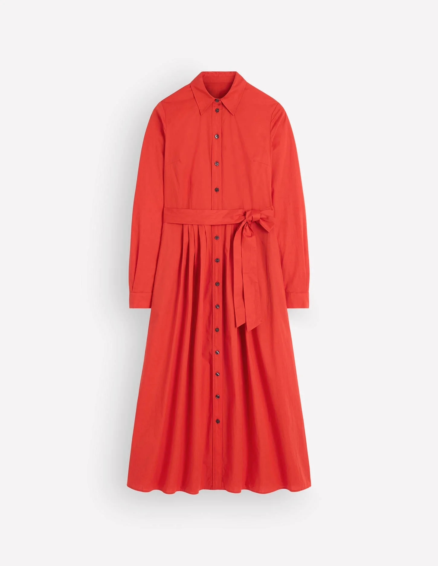 Alexa Cotton Midi Shirt Dress-Blood Orange - 1