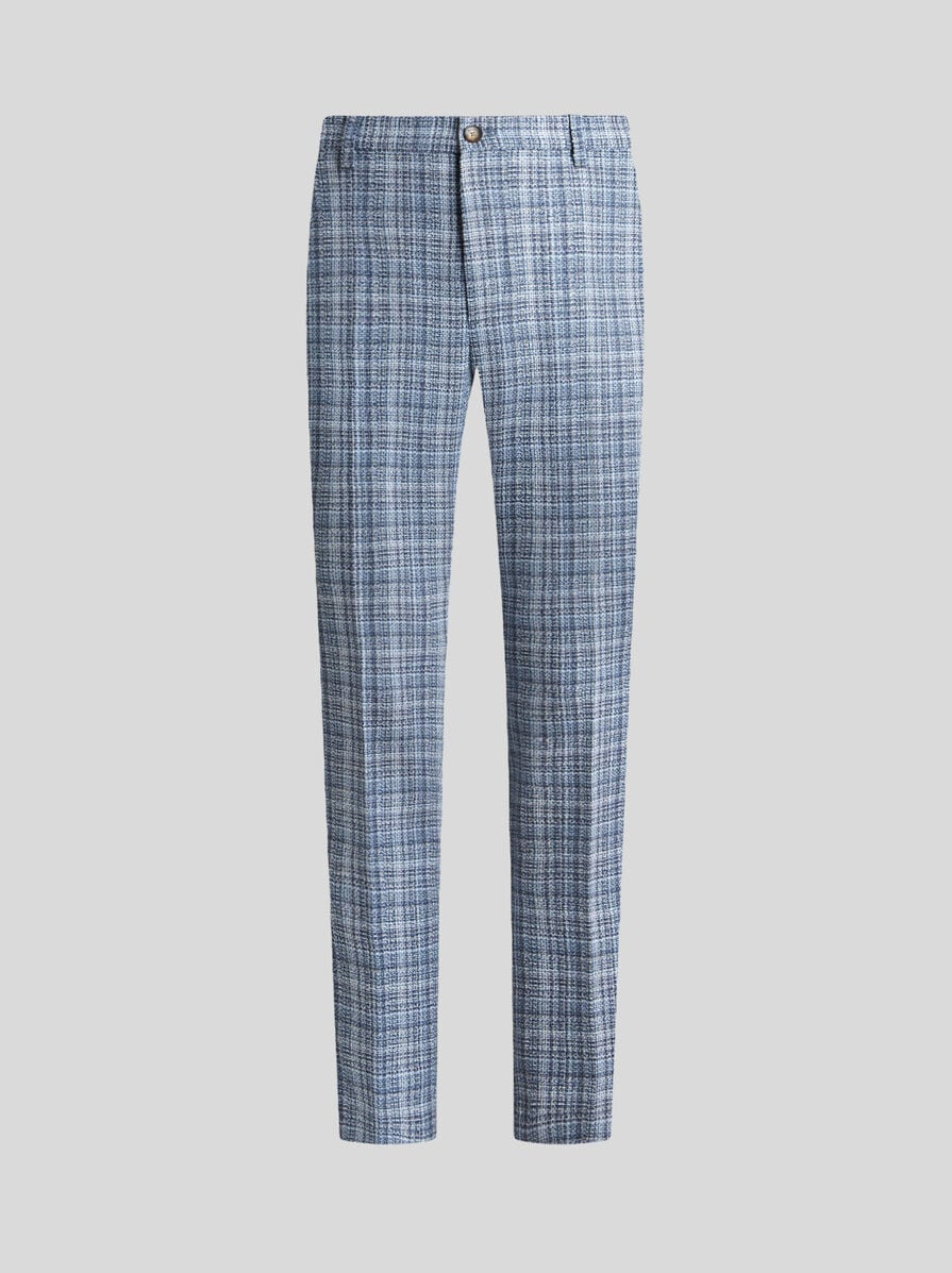 CHECK WOOL-BLEND TROUSERS - 1