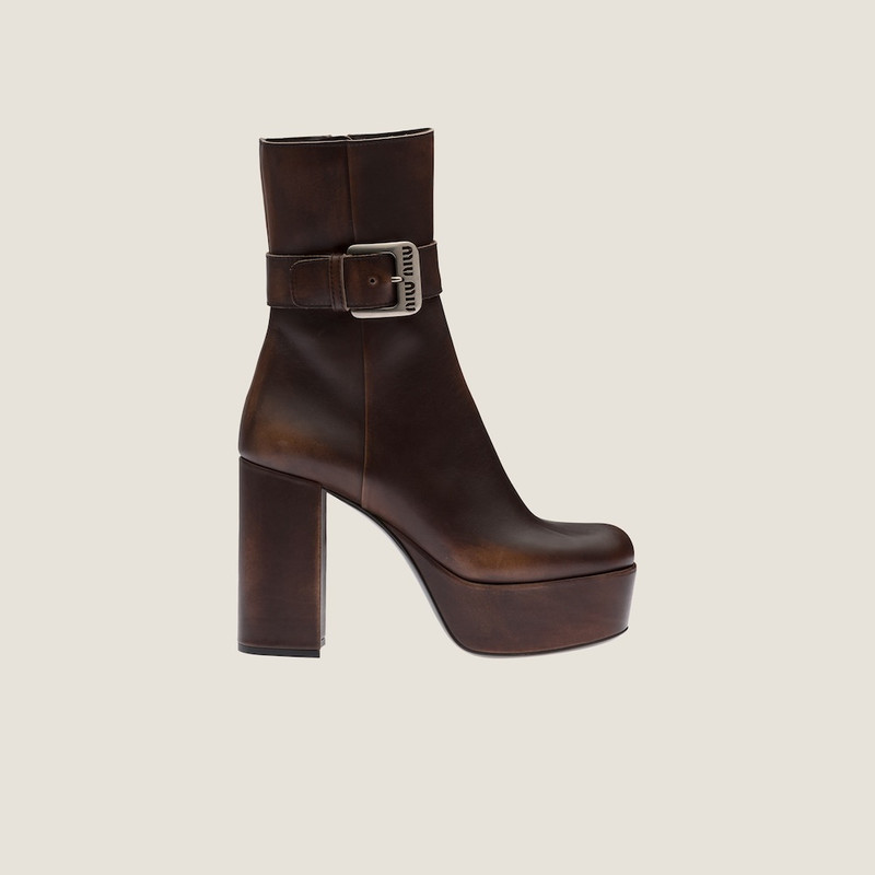 Miu Miu Leather platform booties outlook