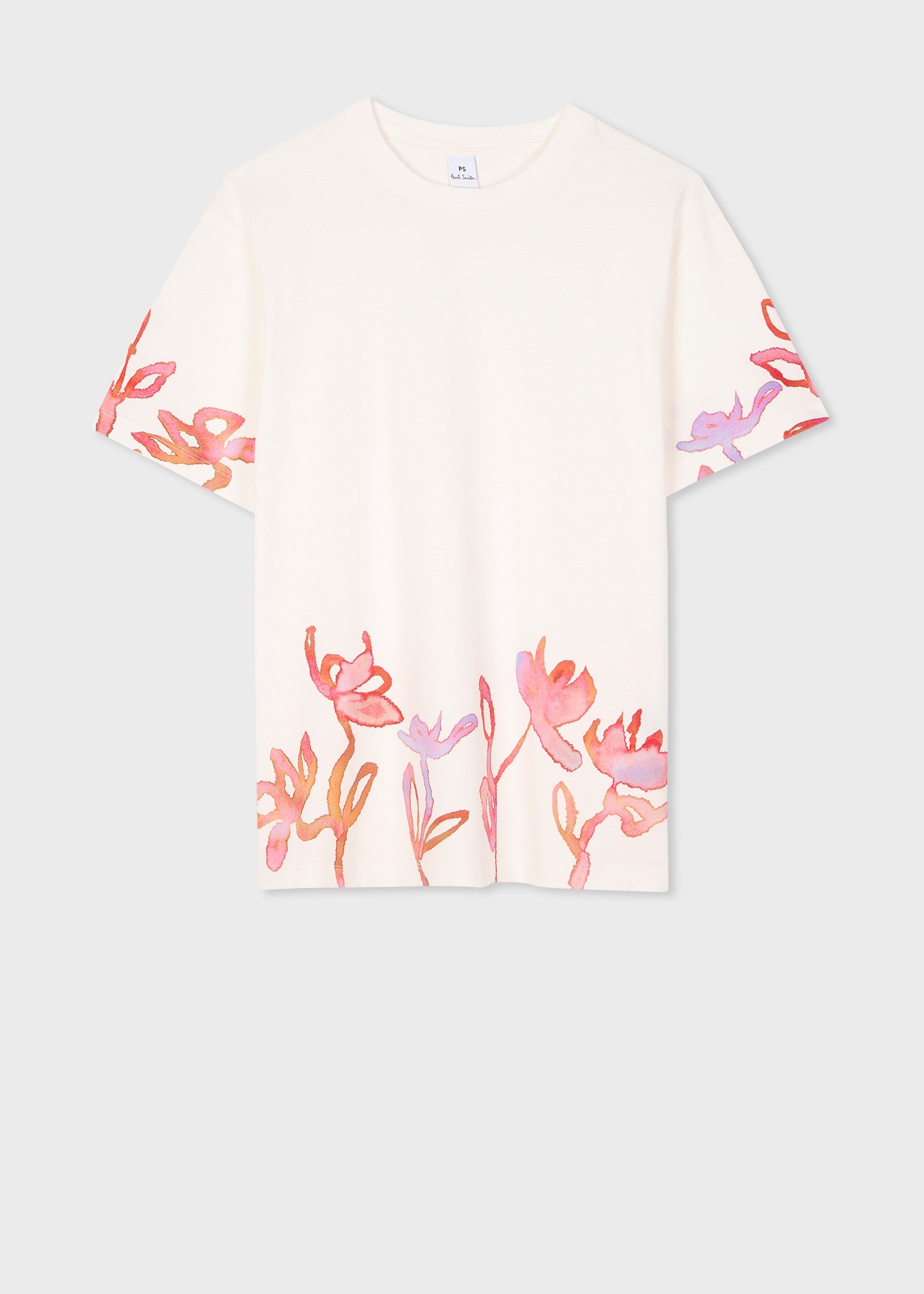 Women's White 'Oleander' Print T-Shirt - 1