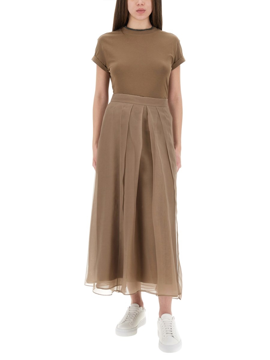 STRETCH COTTON JERSEY T-SHIRT WITH PRECIOUS FAUX LAYERING - 2
