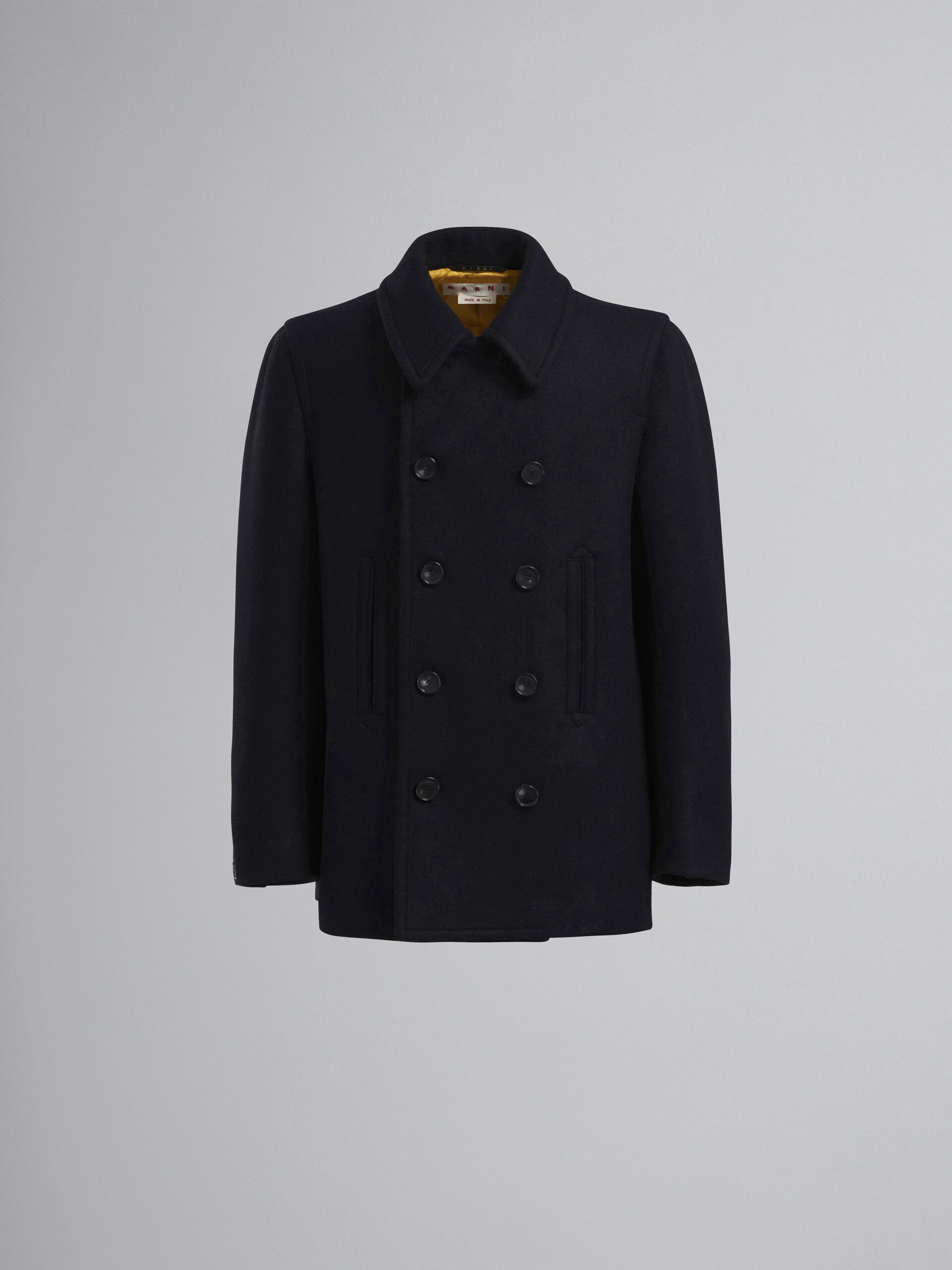 BLACK DOUBLE-BREASTED PEACOAT - 1