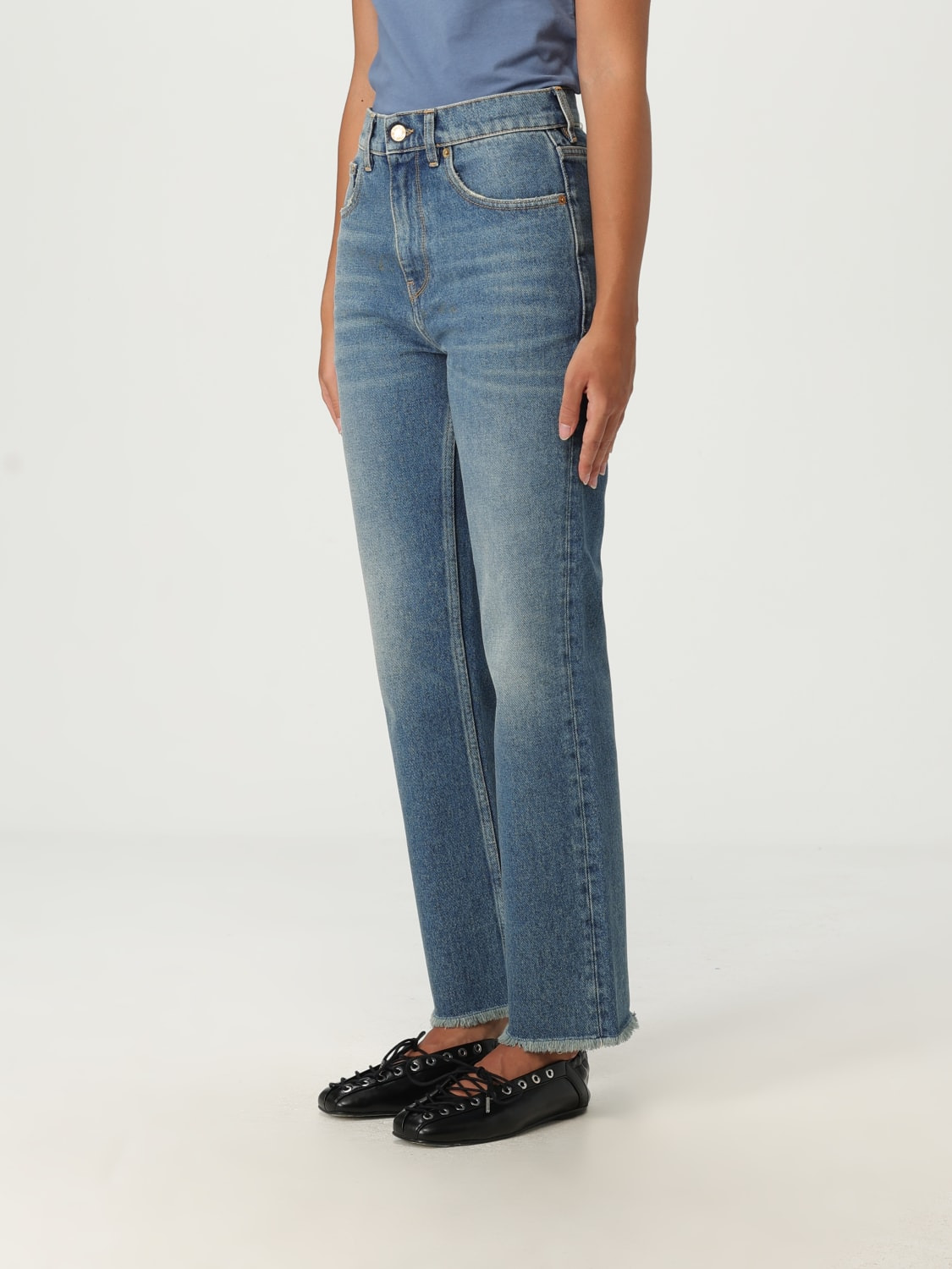 Golden Goose cropped jeans in washed denim - 4
